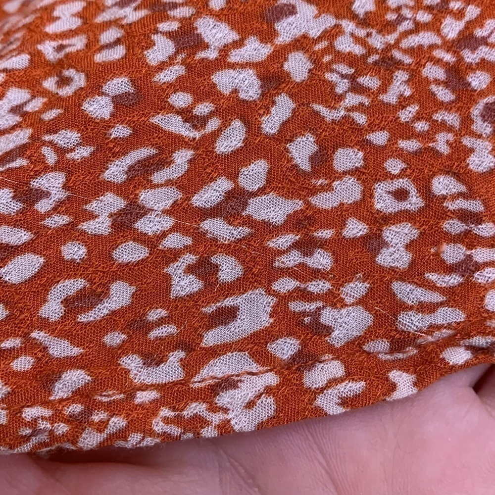 Free People Rust Celia Ditsy Viscose Floral Tie Front Shortsleeve Button Top S - Picture 14 of 17